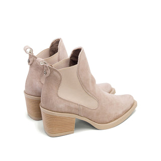 Sand Suede Stiletto Ankle Boots with Side Elastic