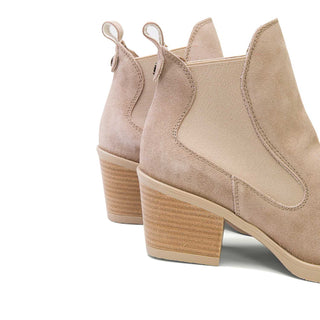 Sand Suede Stiletto Ankle Boots with Side Elastic