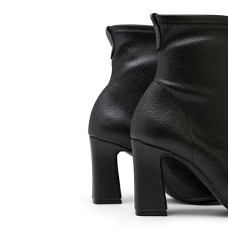 Black Leather Stiletto High-Heel Sock Boots