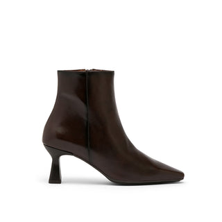 Dark Brown Leather Stiletto Ankle Boots