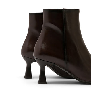 Dark Brown Leather Stiletto Ankle Boots