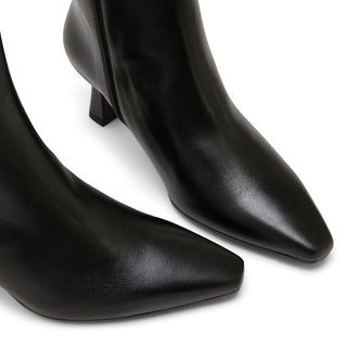 Black Leather Stiletto Ankle Boots