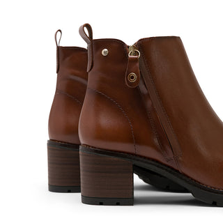 Brown Leather Ankle Boots with Side Zipper