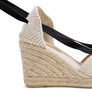 White Wedge Lace-Up Espadrilles with Shoelace Detail
