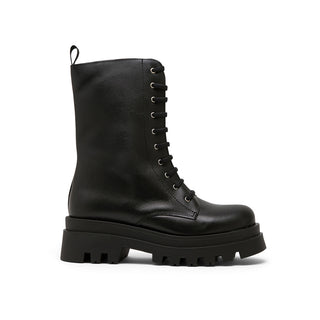 Black Leather Combat boots with Lace-up