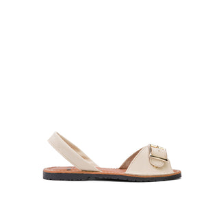 Beige Leather Espadrilles with Buckle Strap