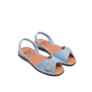 Turquoise Leather Espadrilles with Buckle Strap