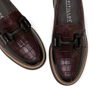 Burgundy Leather Platform Loafers with Horsebit