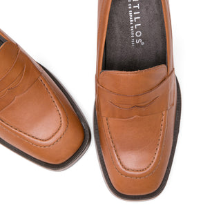 Brown Leather High Heel Loafers