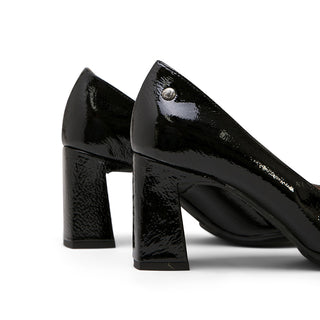 Black Leather Stiletto High-Heel Shoes