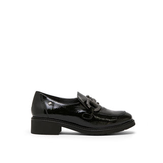 Black Patent Leather Loafers with Horsebit Buckle