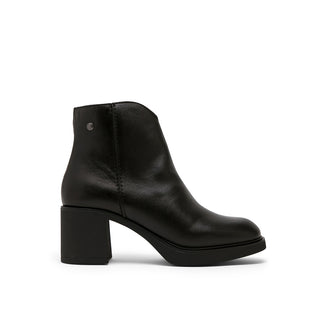 Black Leather Ankle Boots with V-Cut