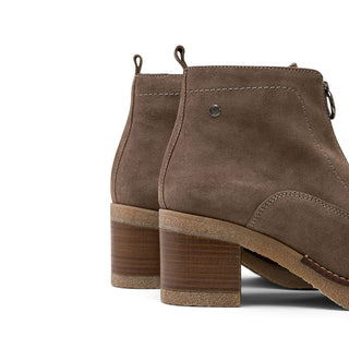 Light Brown Suede Ankle Boots with Front Zipper