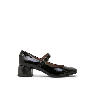 Black Leather Mary Jane with Chunky Heel