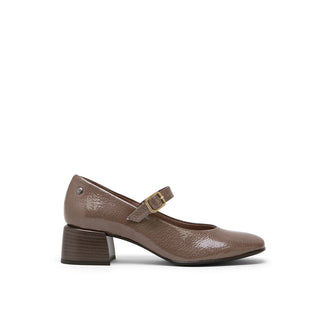 Light Brown Leather Mary Jane with Chunky Heel