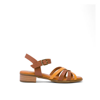 Brown Leather Flat Sandals with Braided Strap