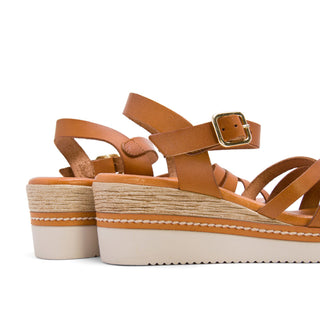 Brown Leather Wedge with Braided Strap