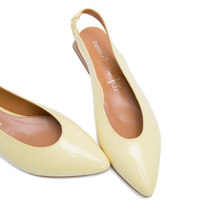 Pearl Yellow Leather Slingback Flats