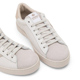 Beige Grey Leather Sneakers